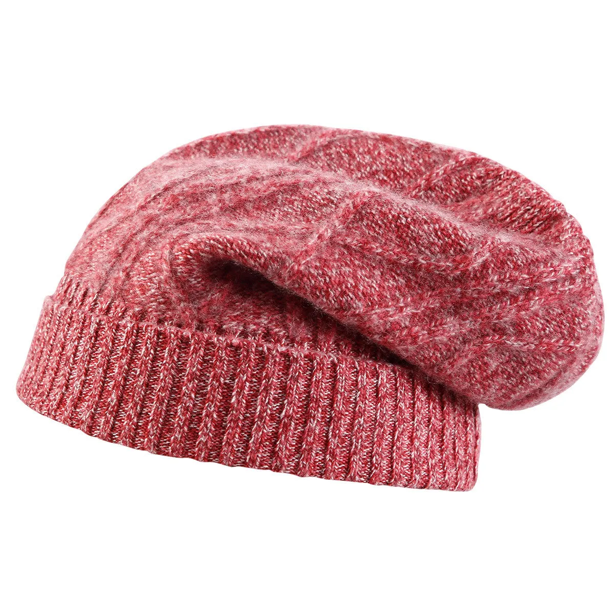 100% Cashmere Soft Knit Slouchy Beanie