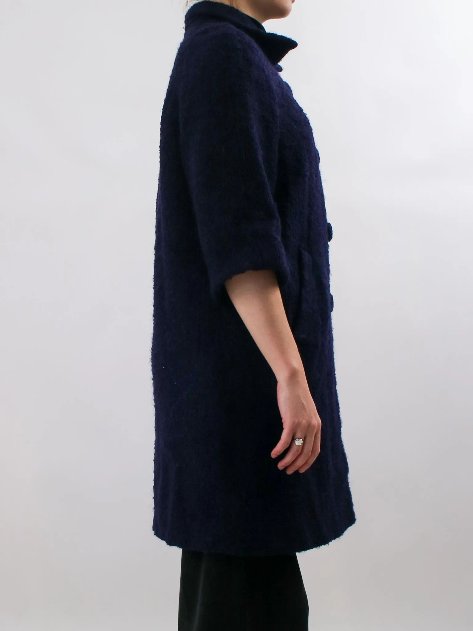 1960s Navy Blue Lilli Ann Boucle Wool Coat