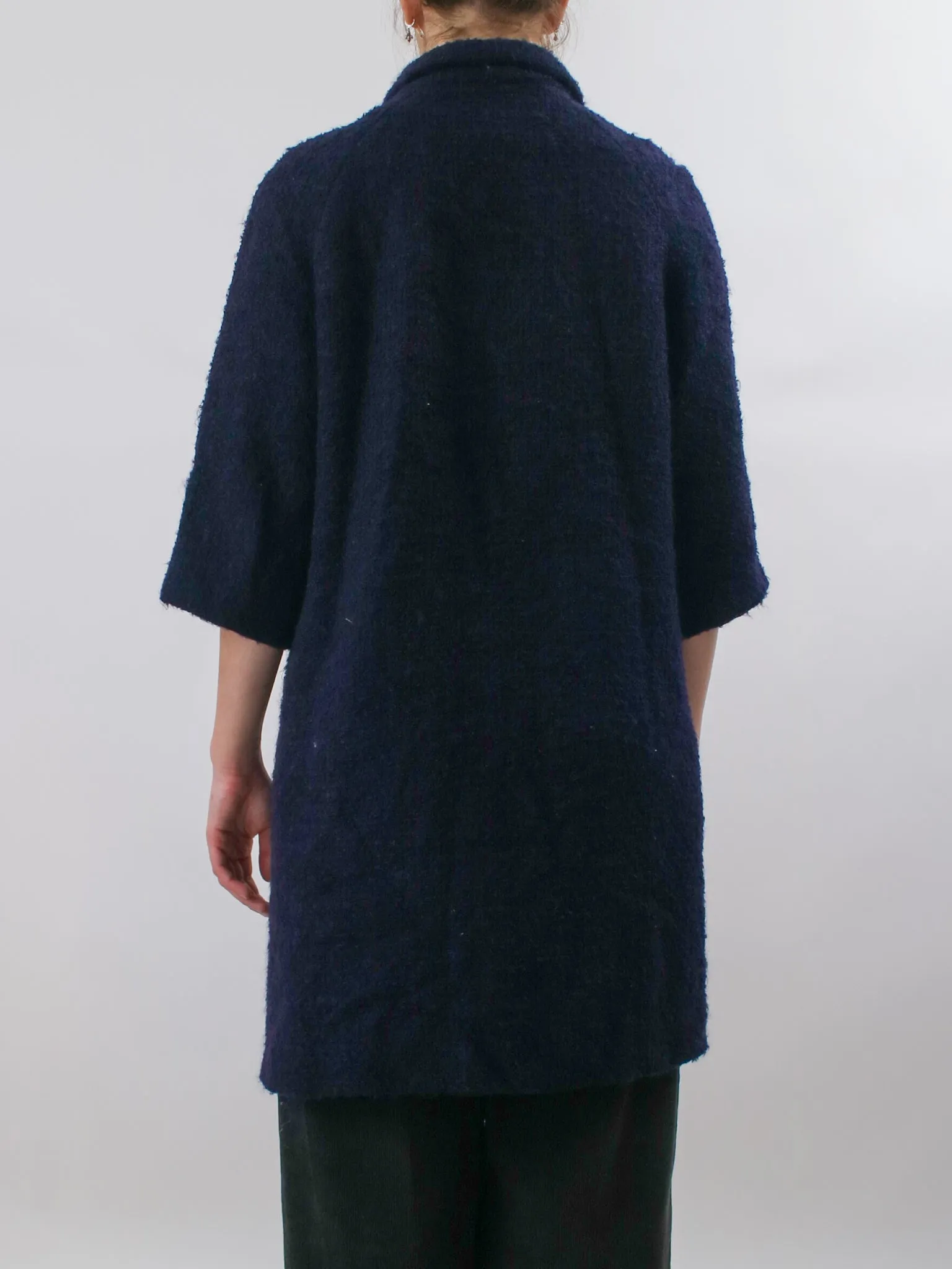 1960s Navy Blue Lilli Ann Boucle Wool Coat