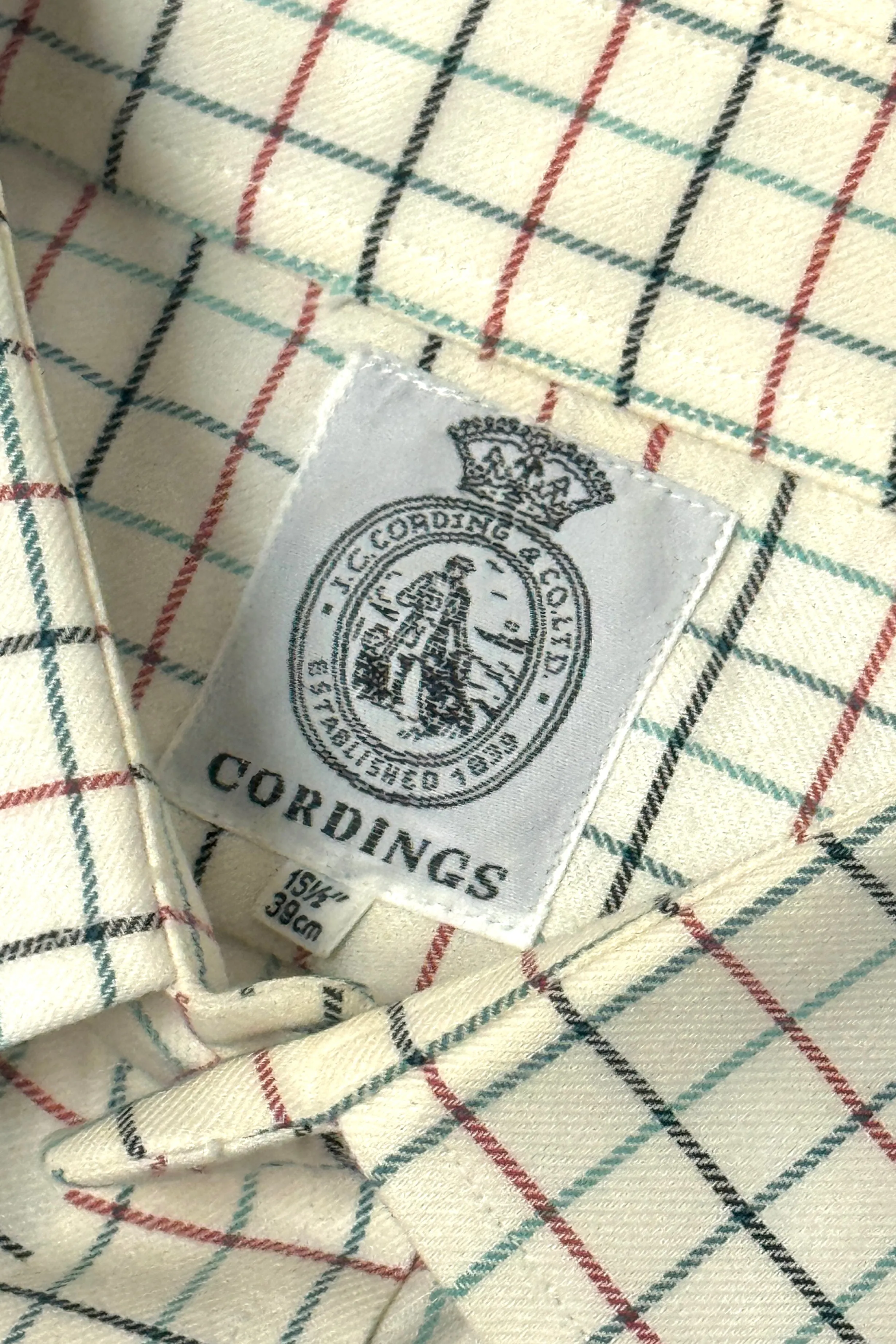 1990’S CORDINGS MADE IN ENGLAND PLAID FLANNEL L/S B.D. SHIRT MEDIUM