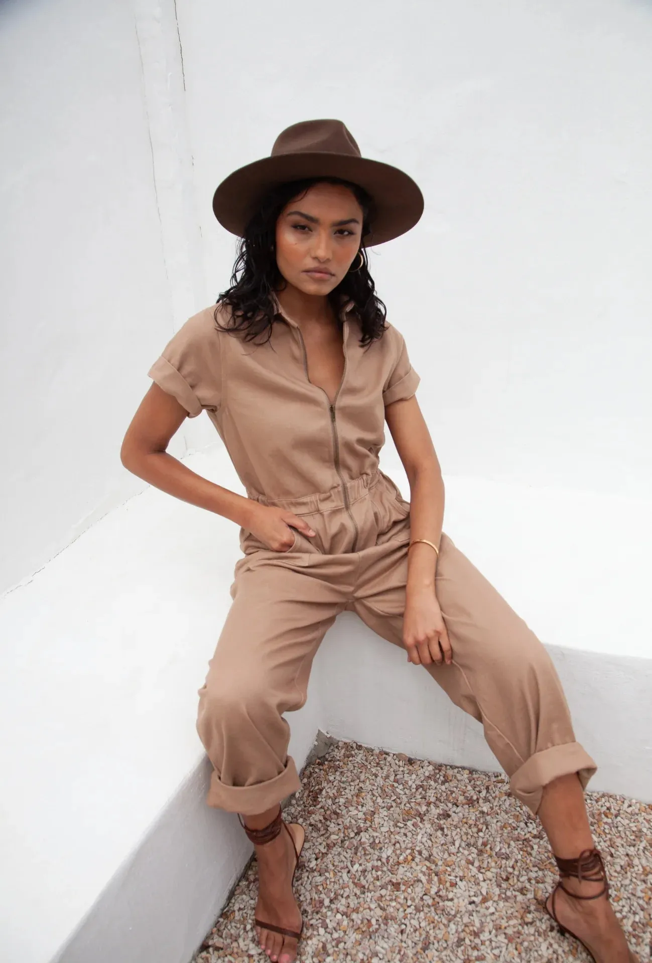 Adalita Jumpsuit - Mocha Denim