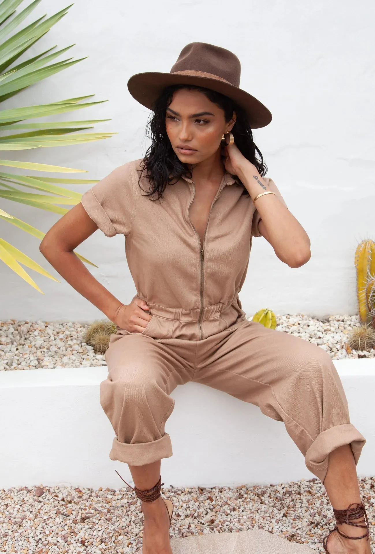 Adalita Jumpsuit - Mocha Denim