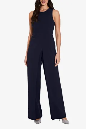 Adrianna Papell Crew Neck Sleeveless Back Zipper Wide Leg Jumpsuit