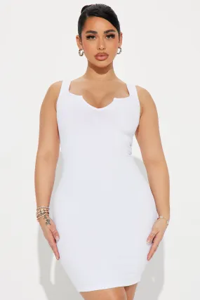 Alexxia Ribbed Mini Dress - White