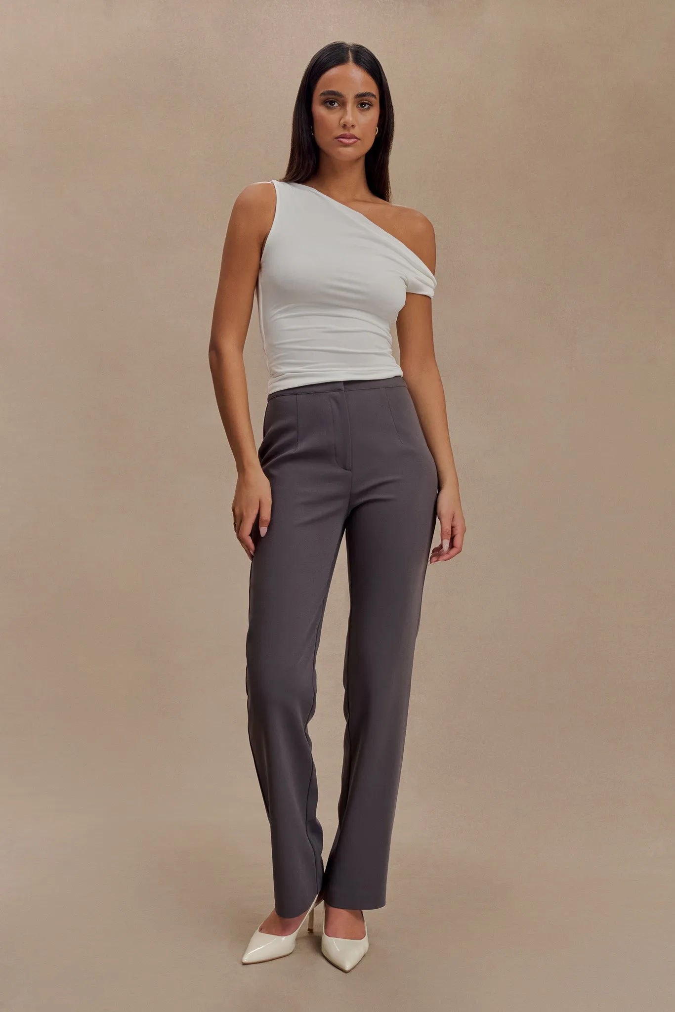 Allanah Straight Leg Pants - Charcoal