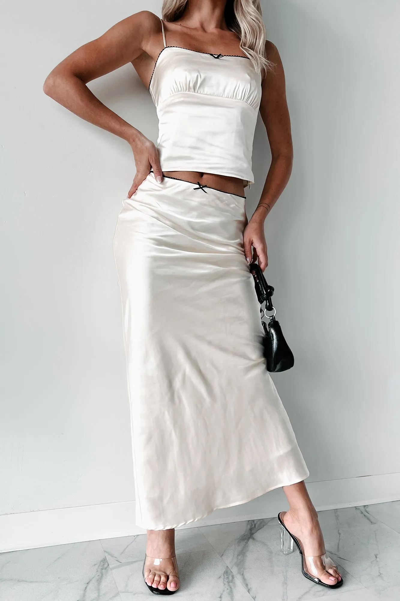 Always Delightful Satin Skirt (Cream)