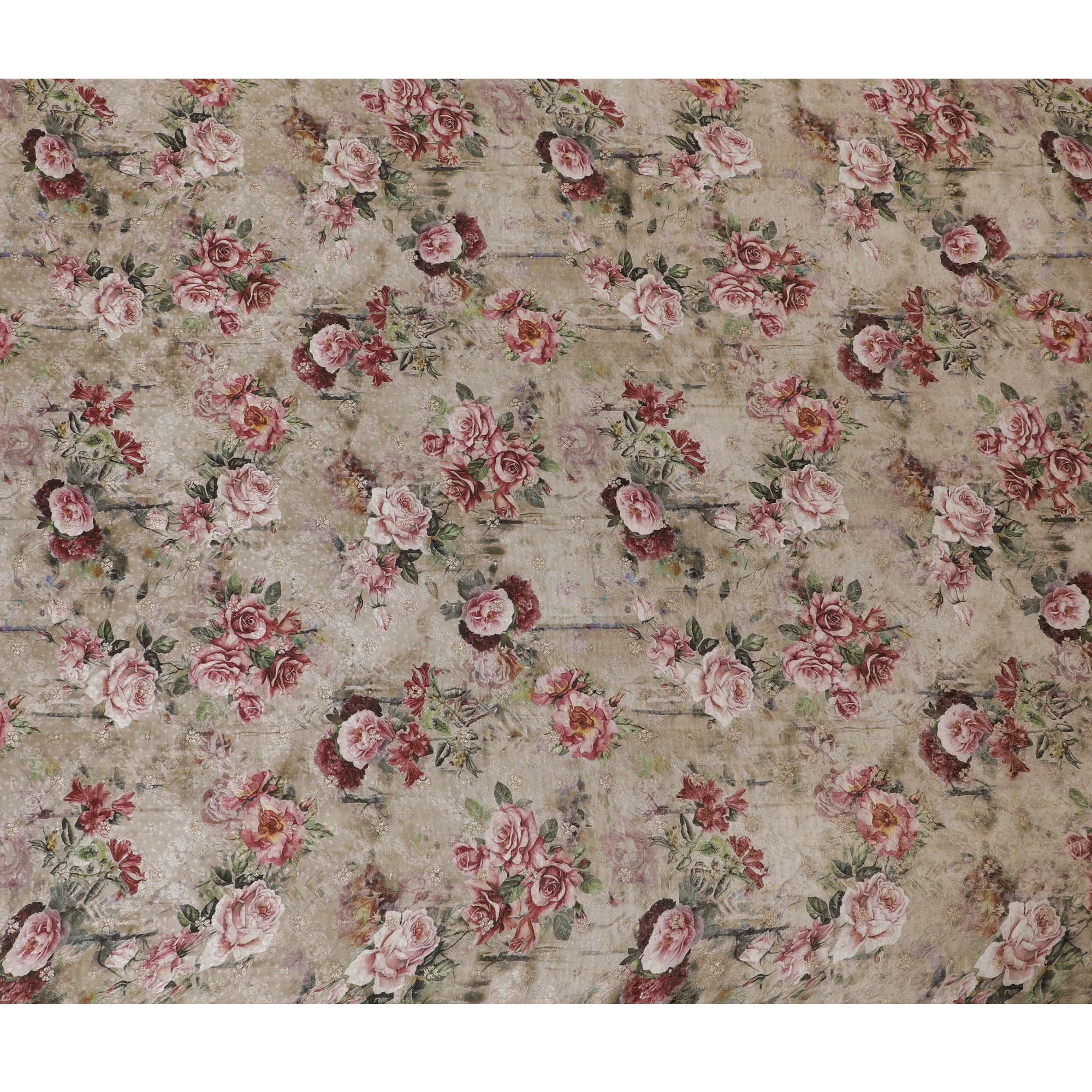 Antique Rose Viscose Fabric with Elegant Floral Print, 110 cm Wide-D19208