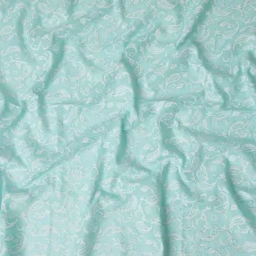 Aqua Flourish Embroidered Cotton Voile Fabric - Refreshing 110cm-D17576