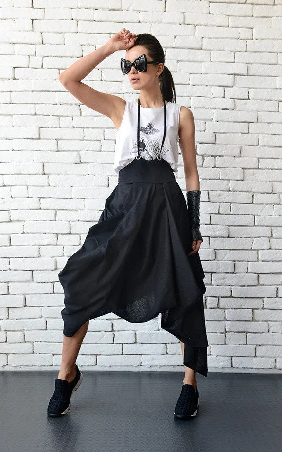 Asymmetric Linen Skirt