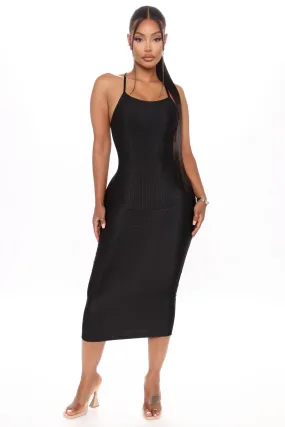 At The Crossroads Midi Dress - Black