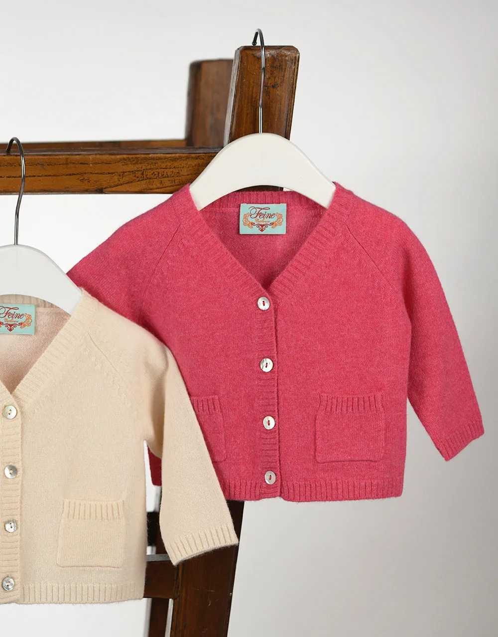 Baby Pocket Cashmere Cardigan in Peony Rose