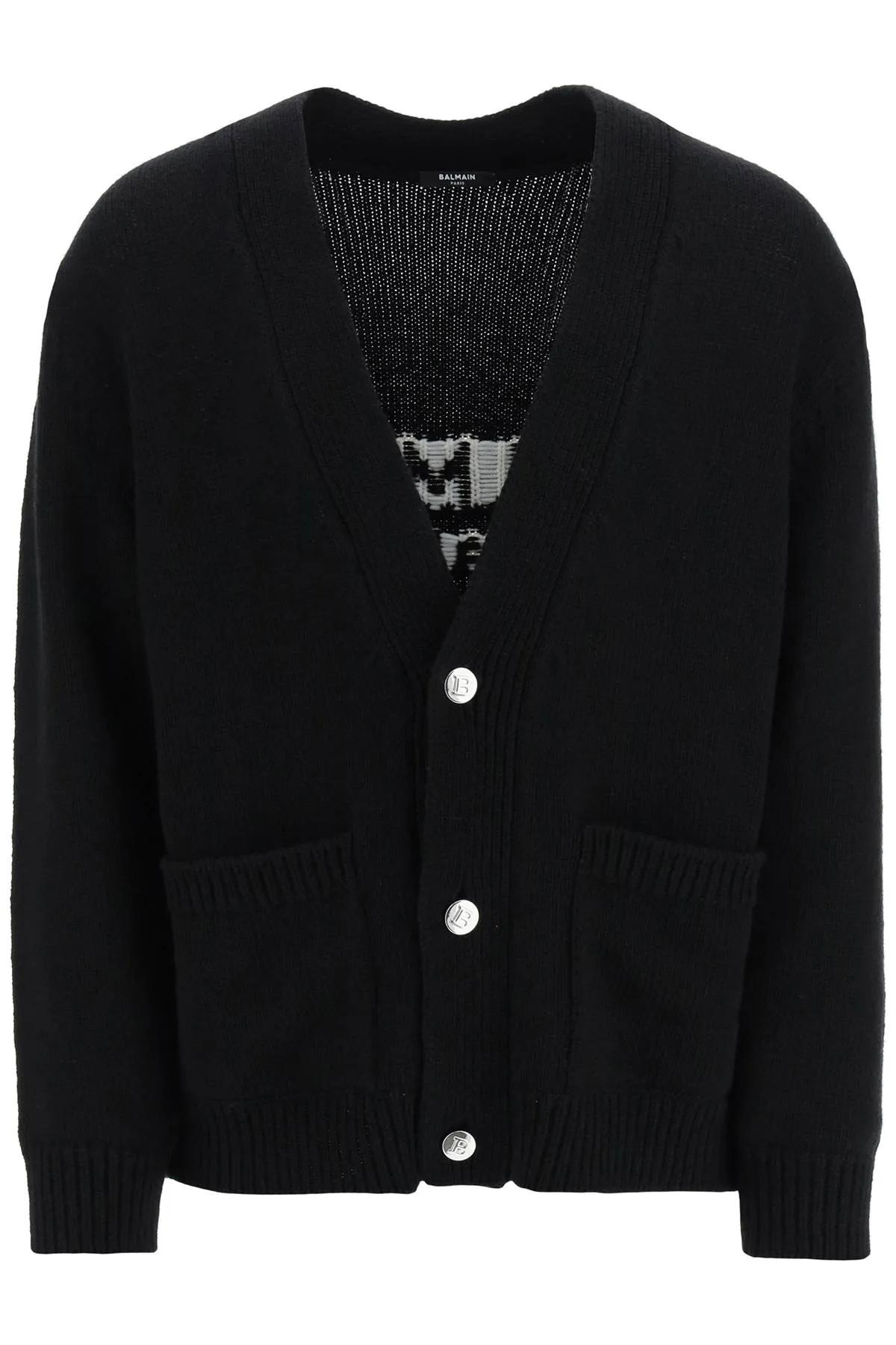 Balmain jacquard cardigan with back logo