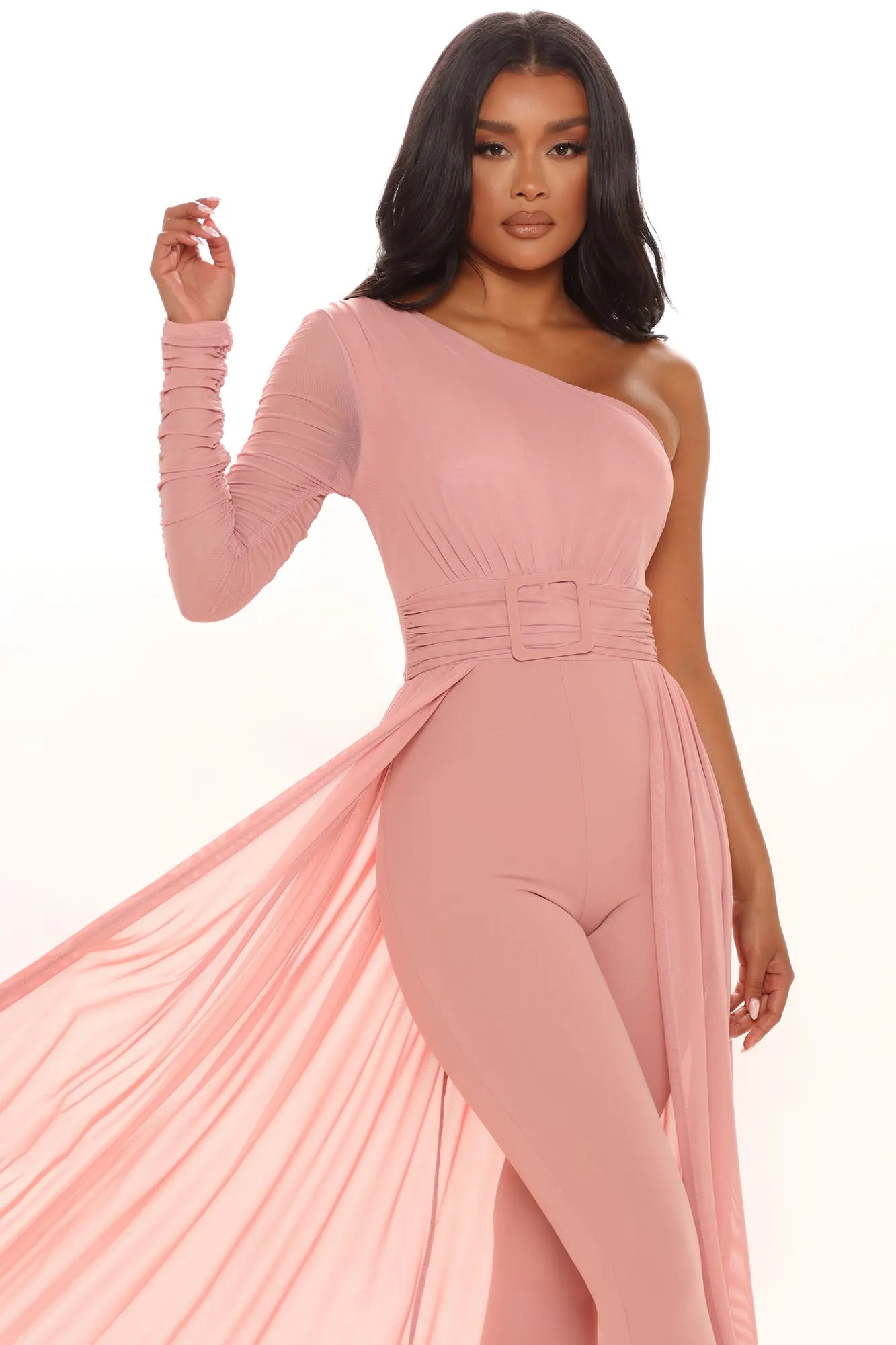 Better Be Sure Mesh Jumpsuit - Mauve