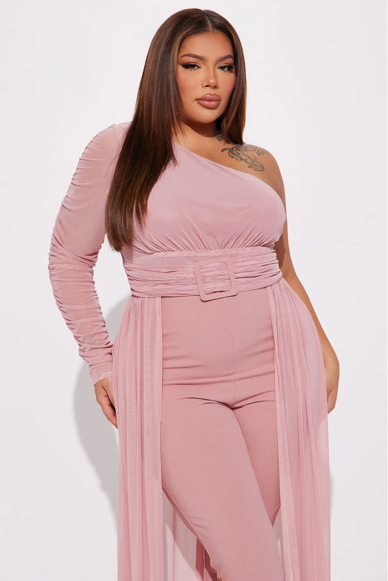 Better Be Sure Mesh Jumpsuit - Mauve