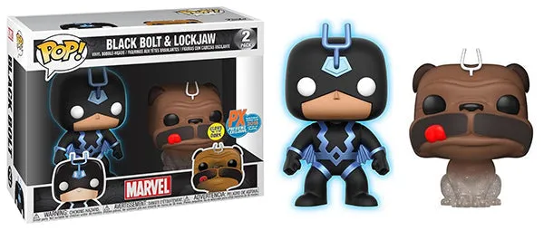 Black Bolt (Glow in the Dark) & Lockjaw (Teleporting, One Sticker) 2-pk - 2018 SDCC/Previews Exclusive [Damaged: 7.5/10]