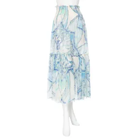 Blue and White Cotton-Silk Printed Convertible Skirt Dress