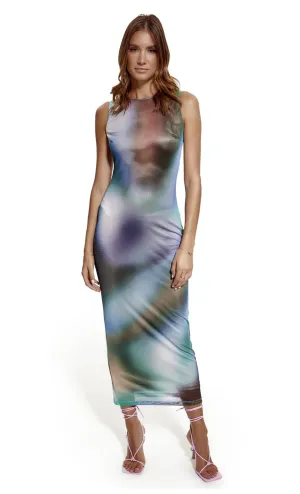 Blue Blur Mesh Maxi Dress