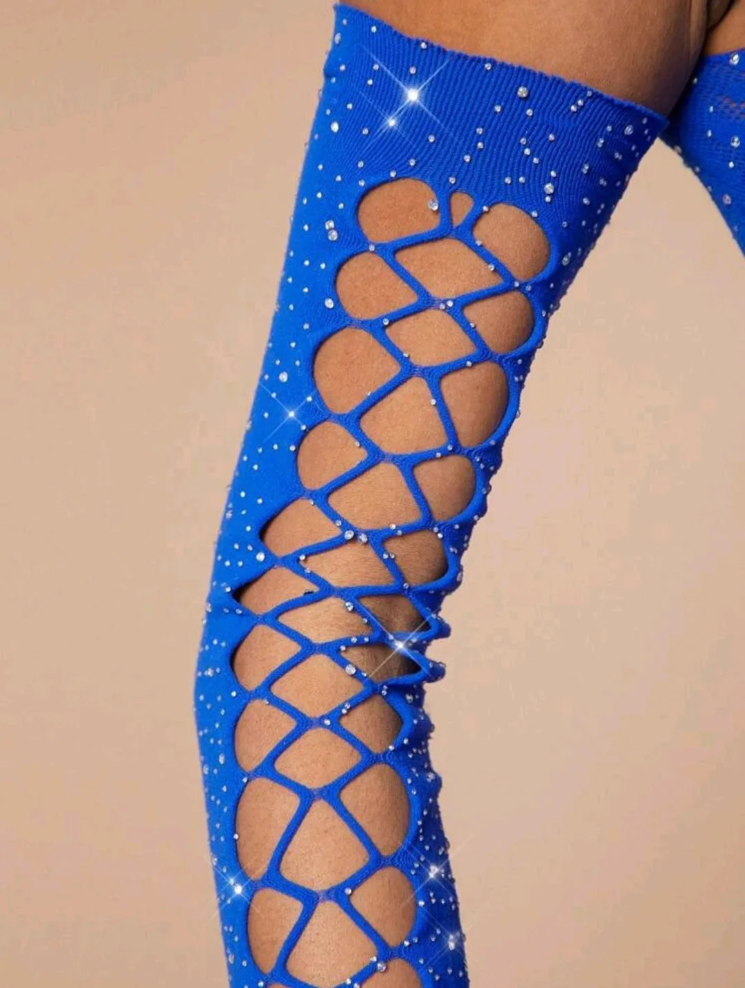 Blue Sparkle Hollow Out Jumpsuit Bodystocking