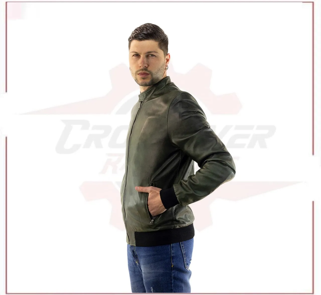 Bomber Napoli - Bomber Men in Genuine Green Leather