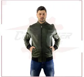 Bomber Napoli - Bomber Men in Genuine Green Leather