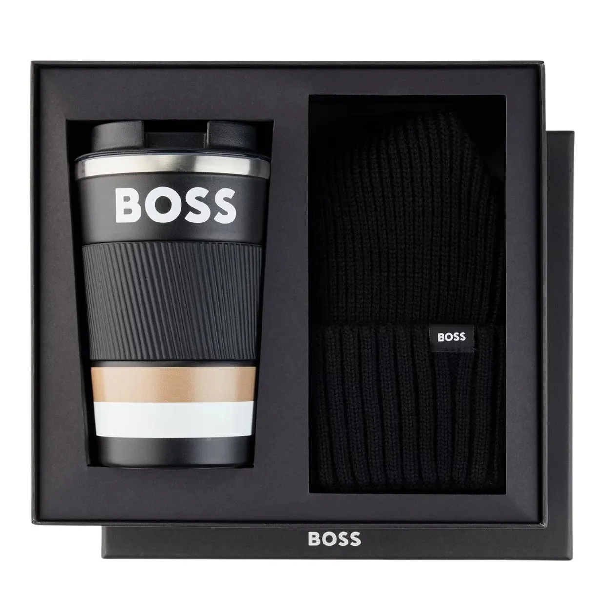 BOSS Travel Mug & Beanie Hat Gift Set