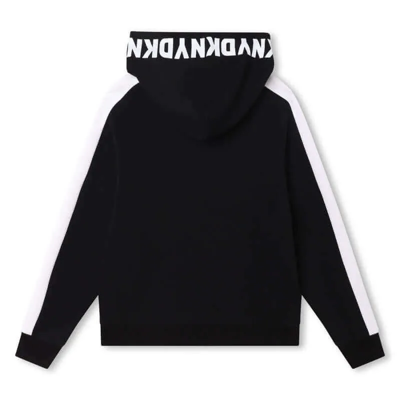 Boys Black & White Logo Hooded Hoodie