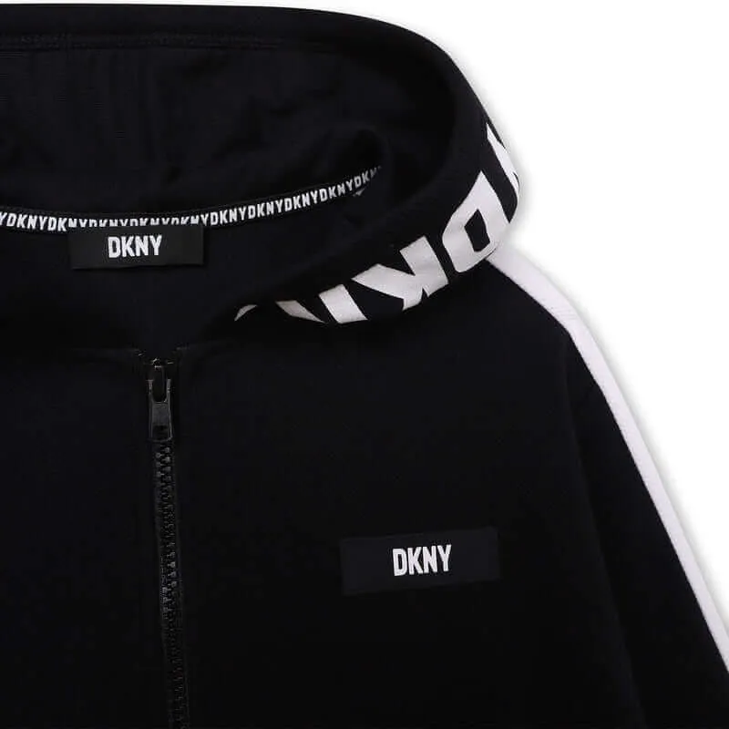 Boys Black & White Logo Hooded Hoodie