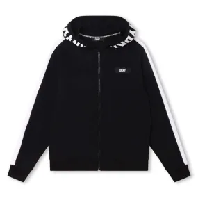 Boys Black & White Logo Hooded Hoodie