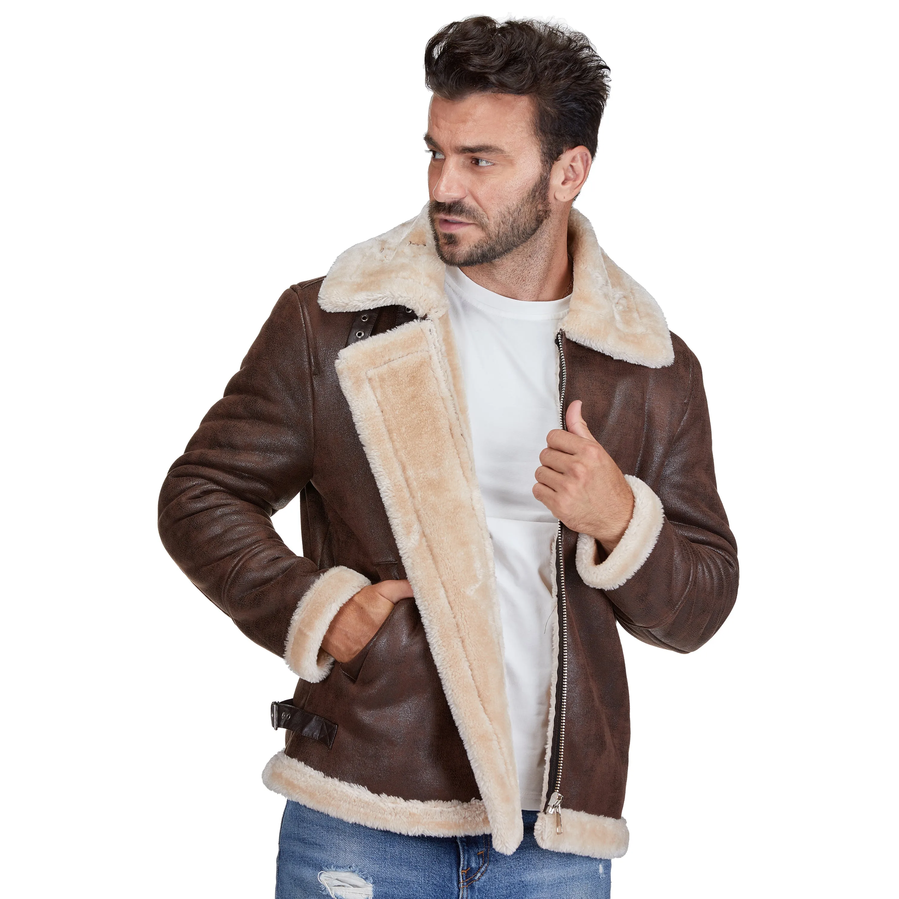 Braveman Faux Shearling Bomber Jacket