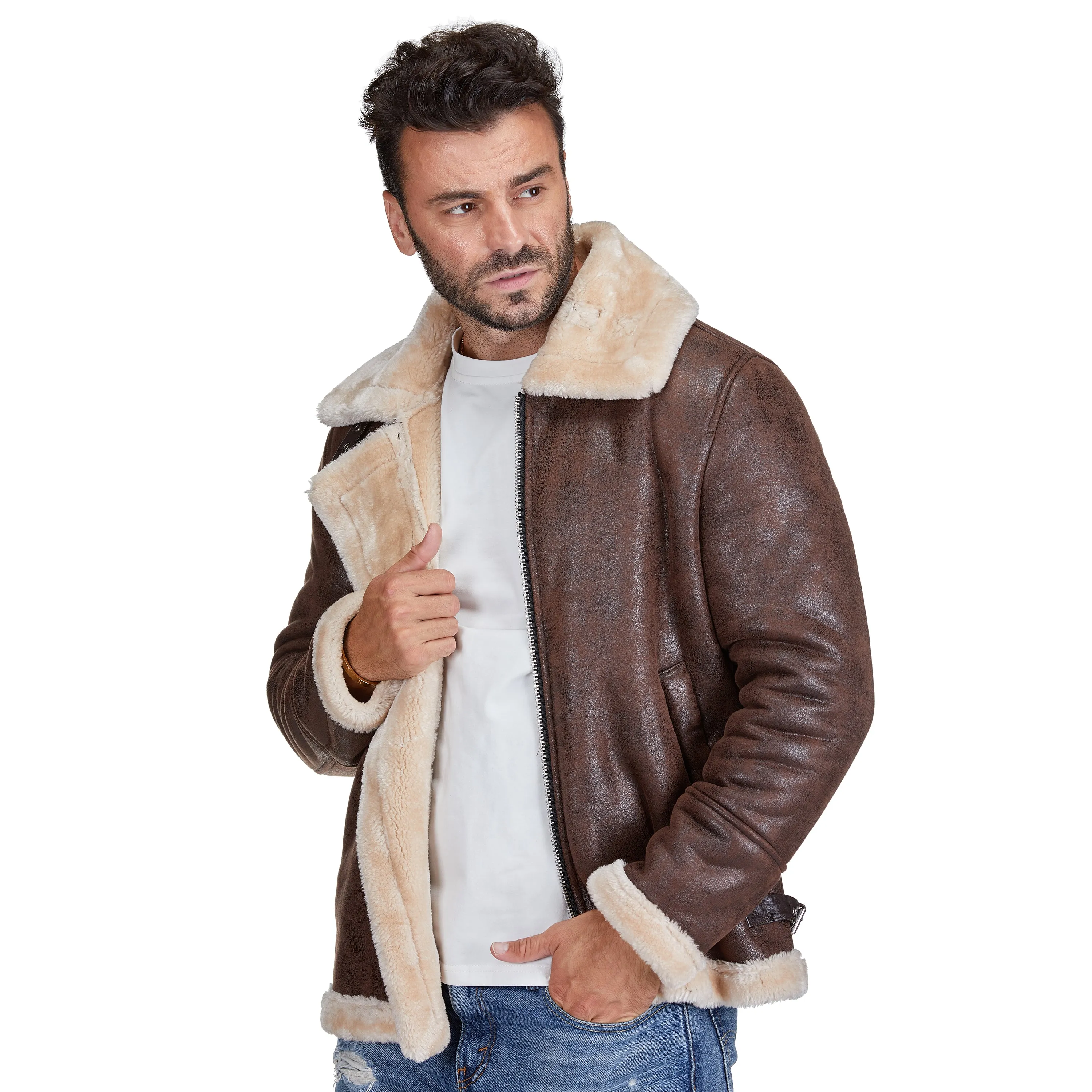 Braveman Faux Shearling Bomber Jacket