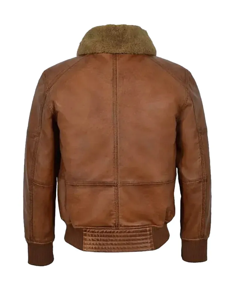 Brown Bomber Leather Jacket