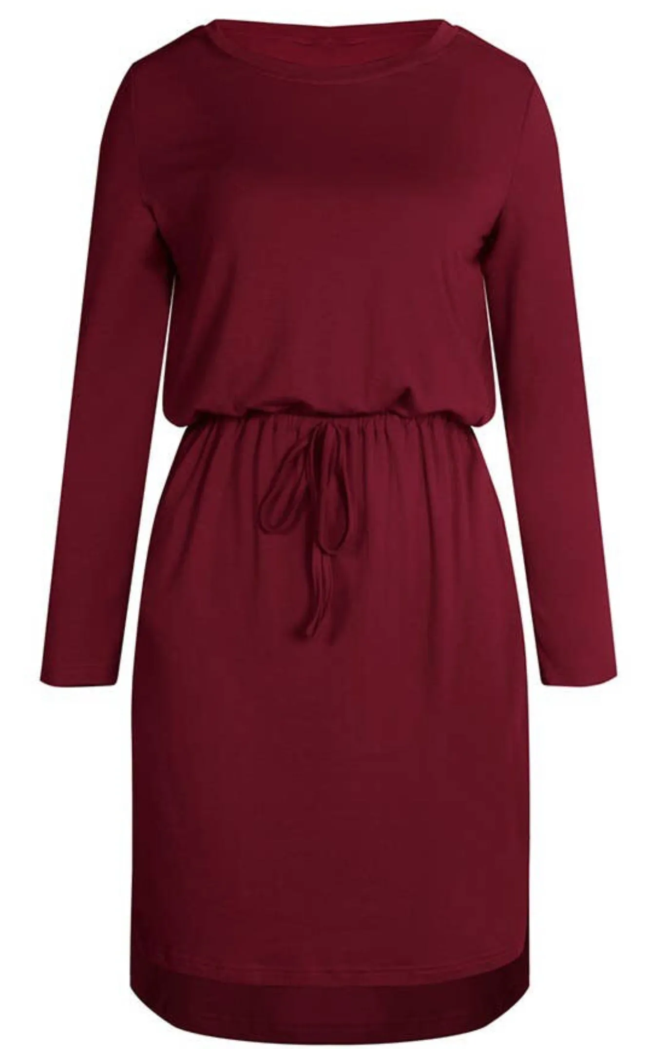 C D M Cranberry Drawstring Waist Dress