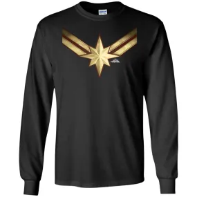 Captain Marvel Gleaming Chest Logo Men Long Sleeve Shirt