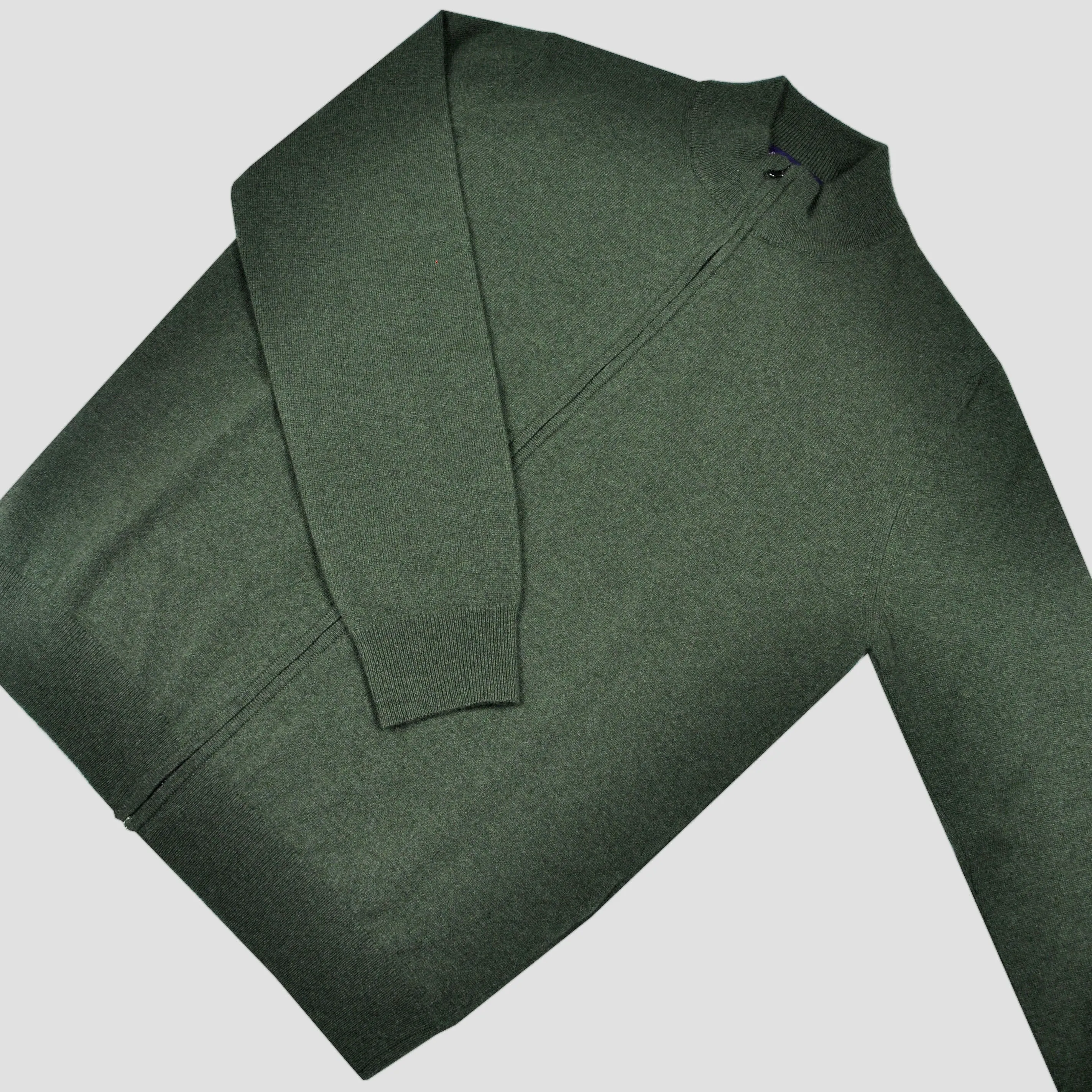 Cashmere Zip Cardigan in Denim Green