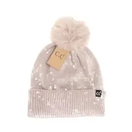 C.C  Beanie Hat With Faux Fur or Yarn Pom