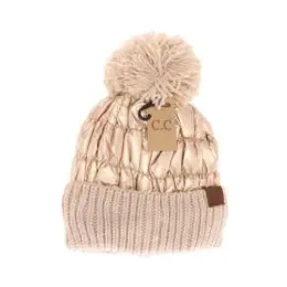 C.C  Beanie Hat With Faux Fur or Yarn Pom