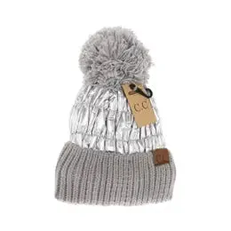 C.C  Beanie Hat With Faux Fur or Yarn Pom