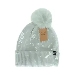 C.C  Beanie Hat With Faux Fur or Yarn Pom