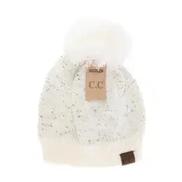 C.C  Beanie Hat With Faux Fur or Yarn Pom