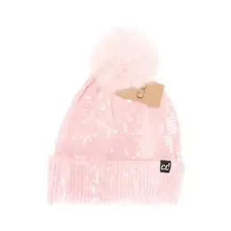 C.C  Beanie Hat With Faux Fur or Yarn Pom