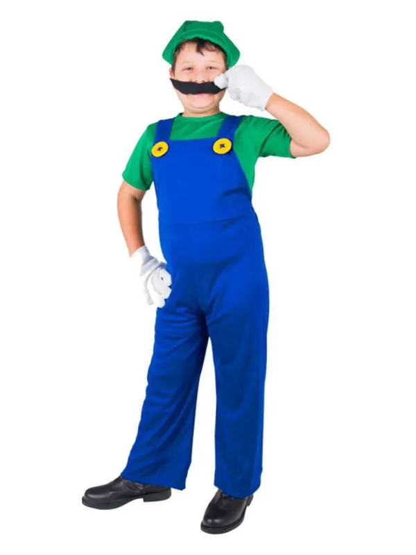 Child Plumber Brothers Green Costume