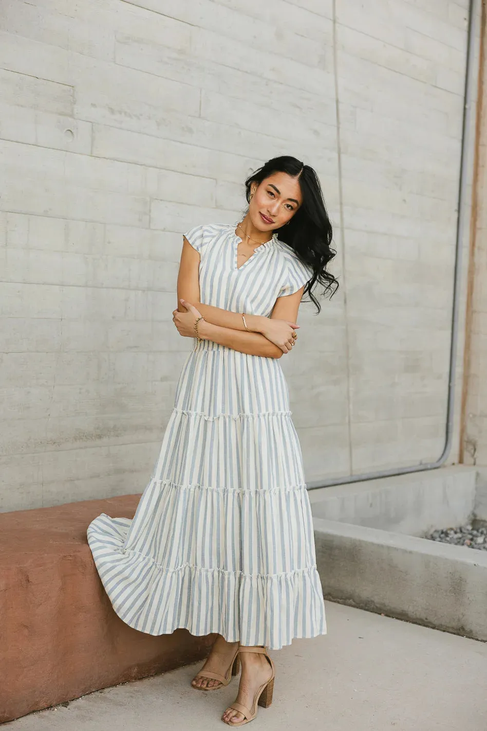 Claire Striped Maxi Dress in Blue - FINAL SALE