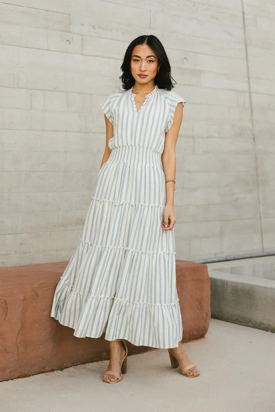 Claire Striped Maxi Dress in Blue - FINAL SALE