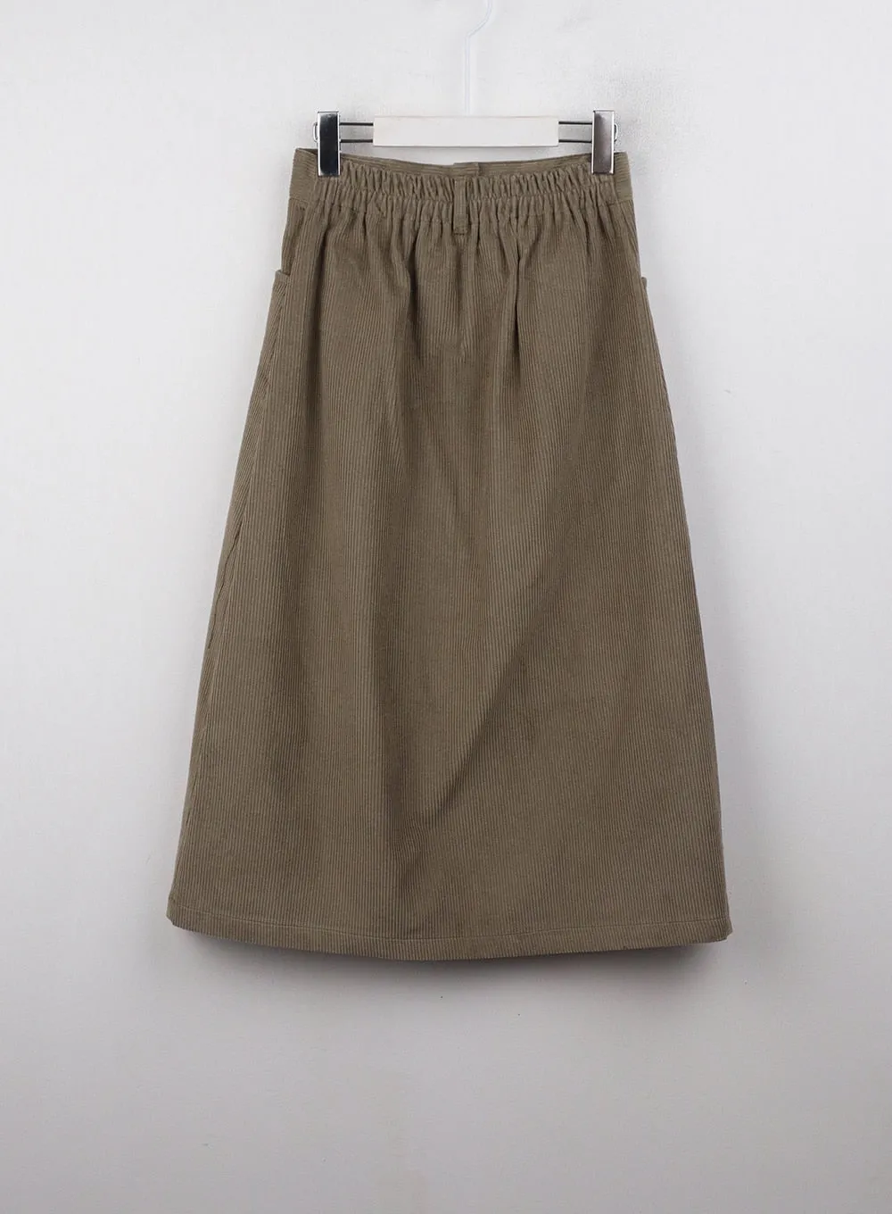 Corduroy Mid Waist Maxi Skirt OJ415