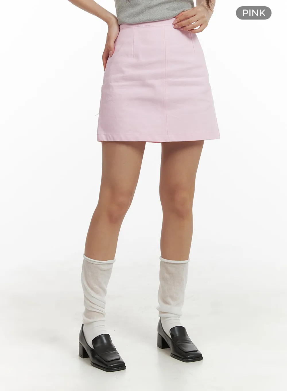 Cotton Solid Mini Skirt OM429