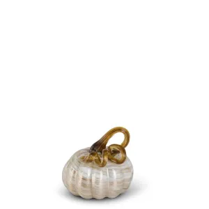 Cream and Gold Glass Pumpkin