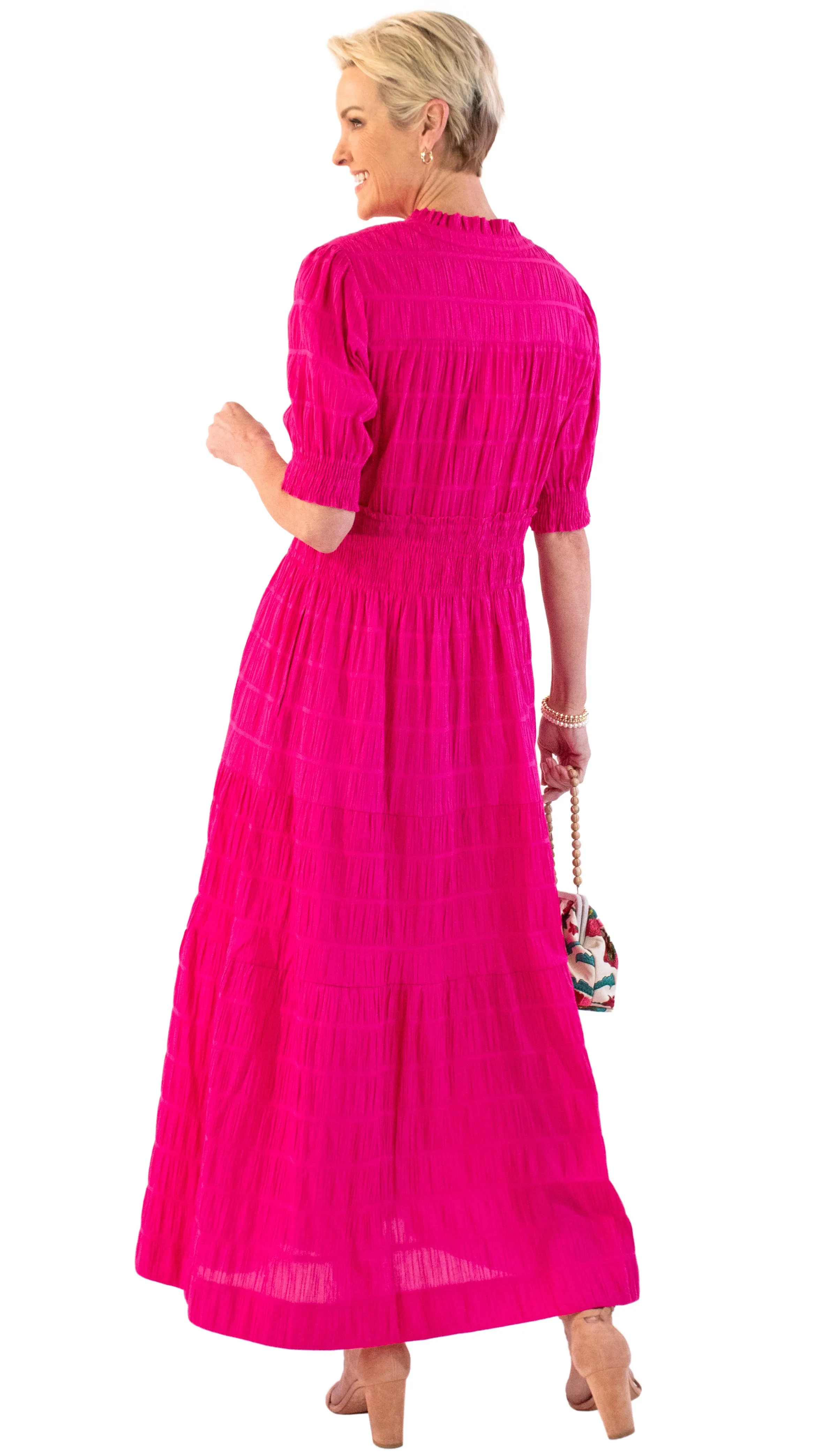 Crinkle Maxi Dress - Pink