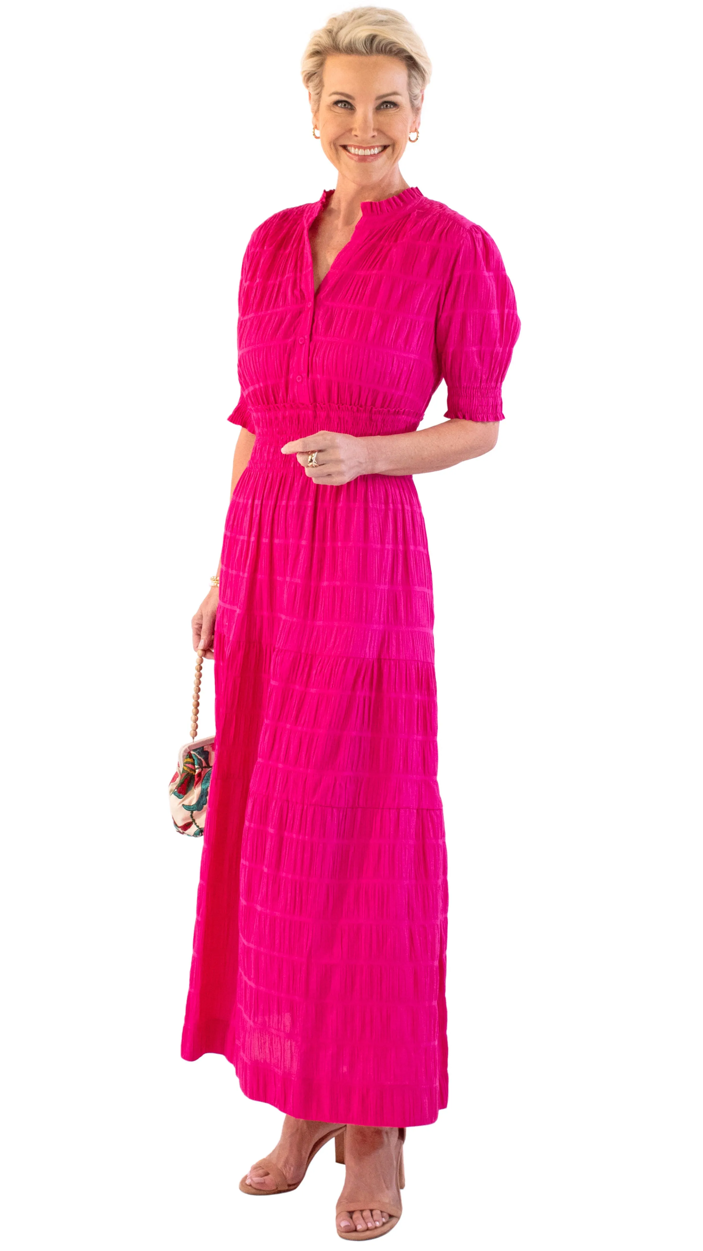 Crinkle Maxi Dress - Pink