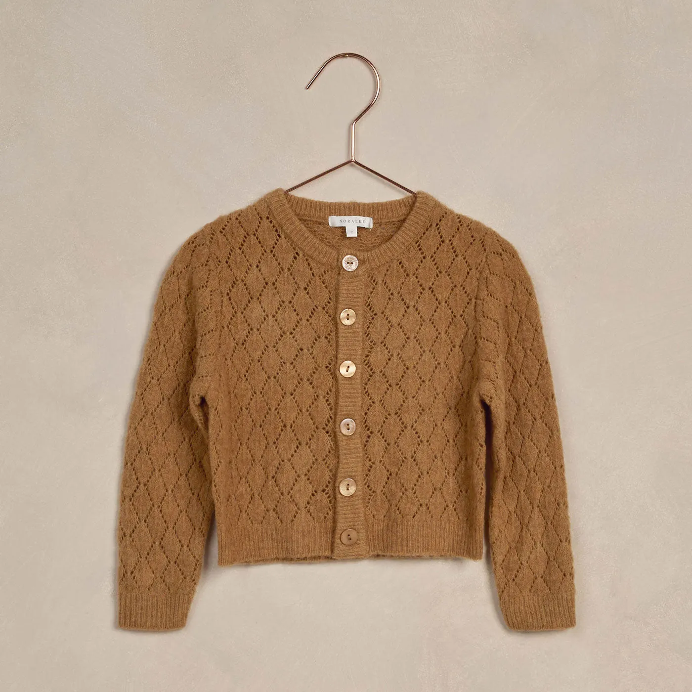 Cropped Pointelle Cardigan - Golden