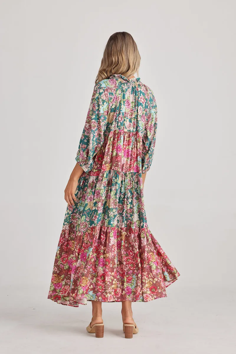 Damascus Mid Sleeve Dress, Rose Garden